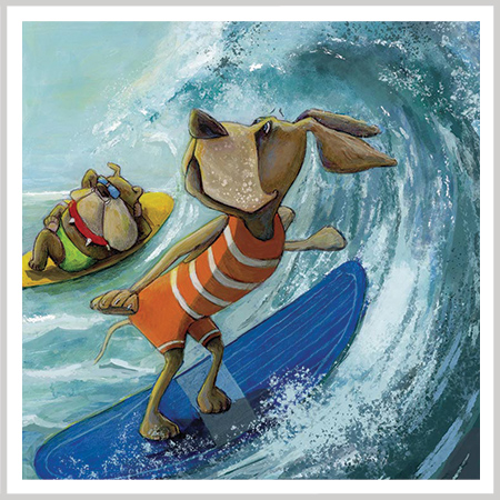 Dogs surfing by Andrea Tripke